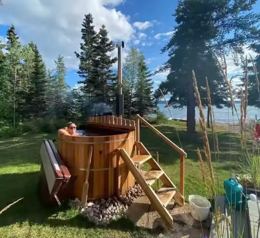6 Person Outdoor Wood Fired Hot Tub